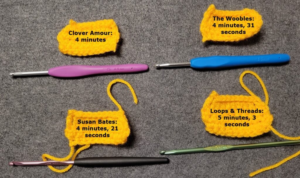 Crochet Hook Test Results Clover Amour Susan Bates Loops & Threads Woobles